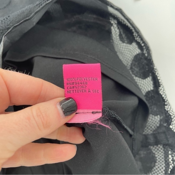 Betsey Johnson Whimsigoth Sheer Neck 3/4 Sleeve Polka Dot Overlay Black Sheath 6 - Picture 5 of 12